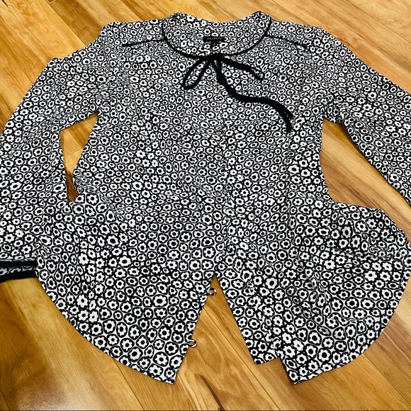 Talbots Floral Long Sleeve Front Tie Blouse S - Picture 8 of 14